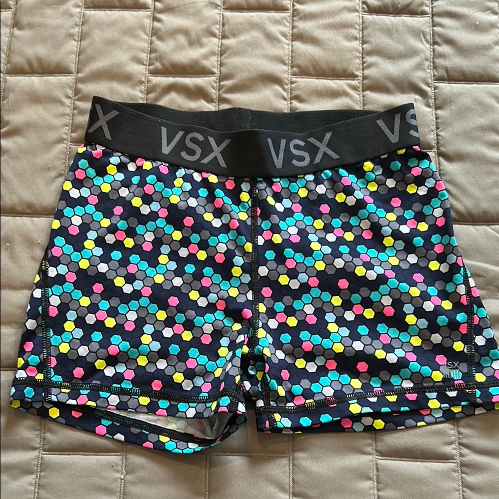 VSX Black Athletic Shorts with Vibrant Pattern